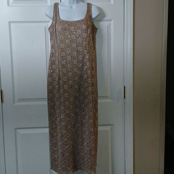 Alex Evening taupe 2pc dress jacket set Sz 14 Wedding Mother of the Bride - Picture 7 of 10